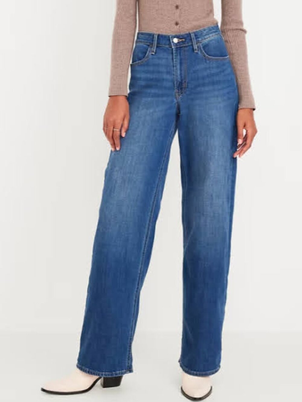 Old Navy High Rise Wow Wide Leg Jeans Light Wash Stretch Casual Size 2